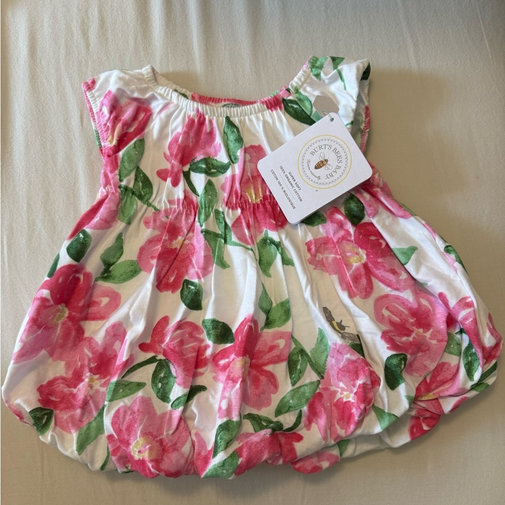 Burt’s Bees Floral Pink Dress 3-6m 100% organic cotton